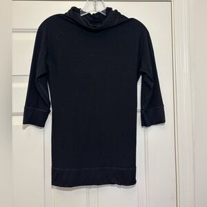 Patagonia 100% Merino Wool Black Mock Neck Baselayer Top Elbow Sleeve Size XS